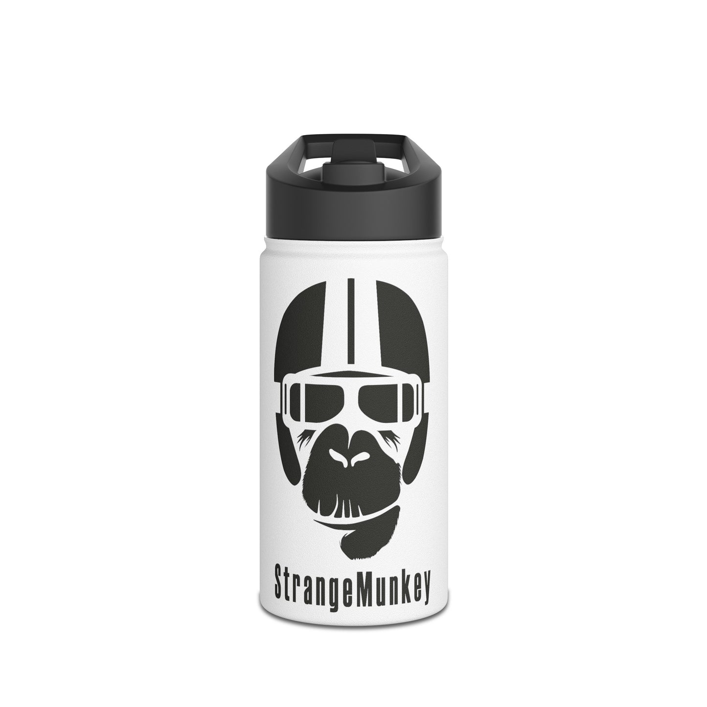 StrangeMunkey Stainless Steel Water Bottle, Standard Lid WHITE