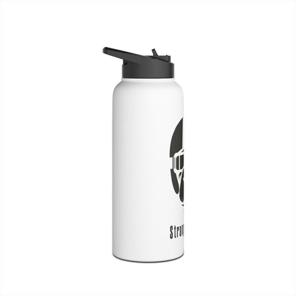 StrangeMunkey Stainless Steel Water Bottle, Standard Lid WHITE