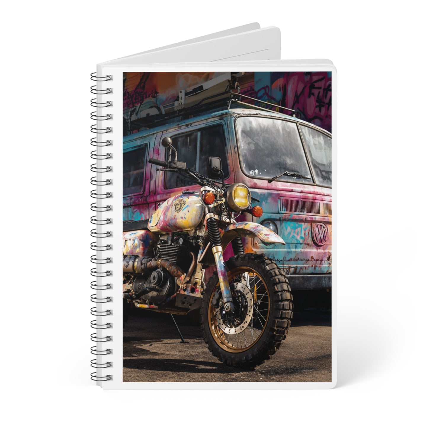 Vibrant Graffiti Wirobound Notebook, Ideal for Artists, Note-Takers, School, Gifts, Daily Journaling