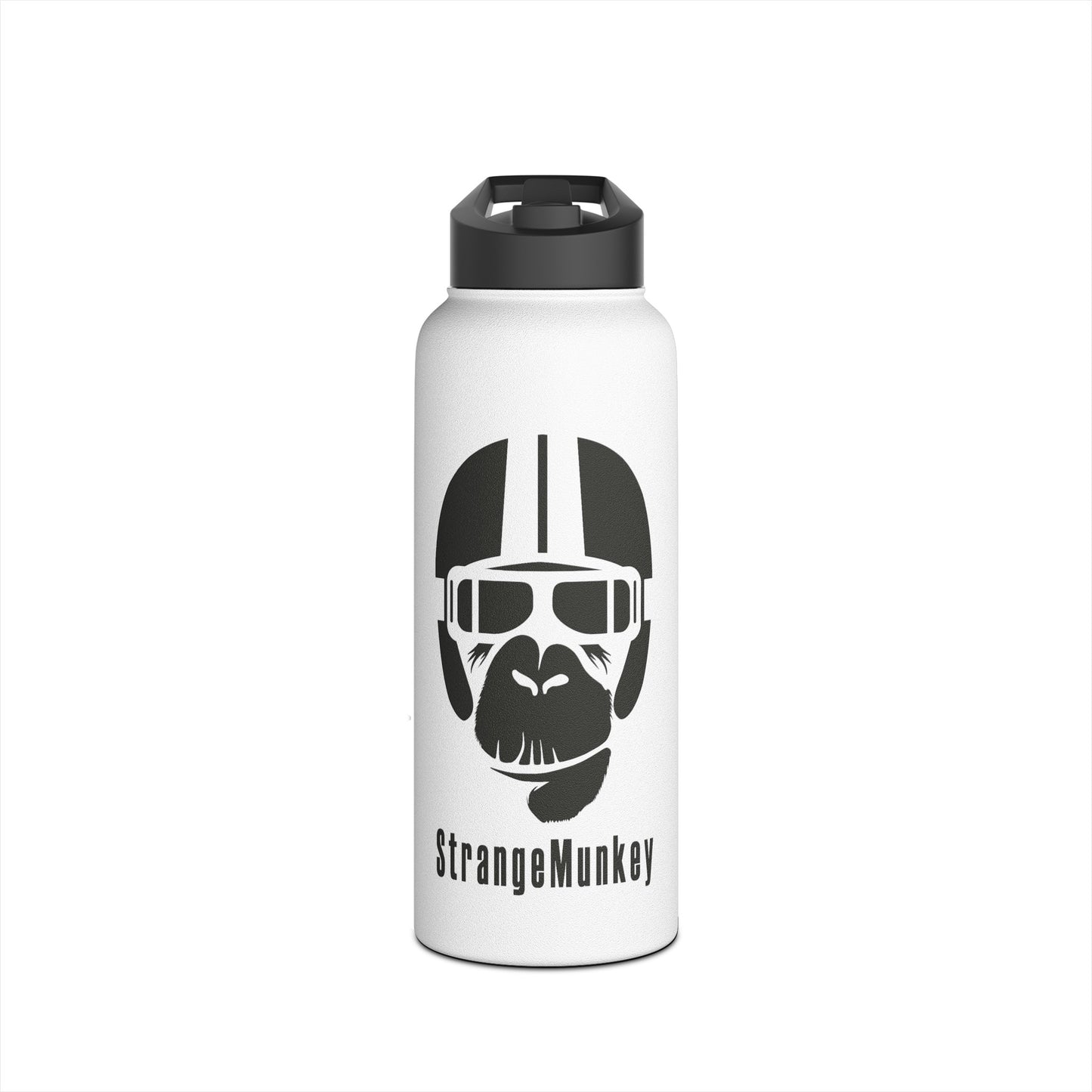 StrangeMunkey Stainless Steel Water Bottle, Standard Lid WHITE